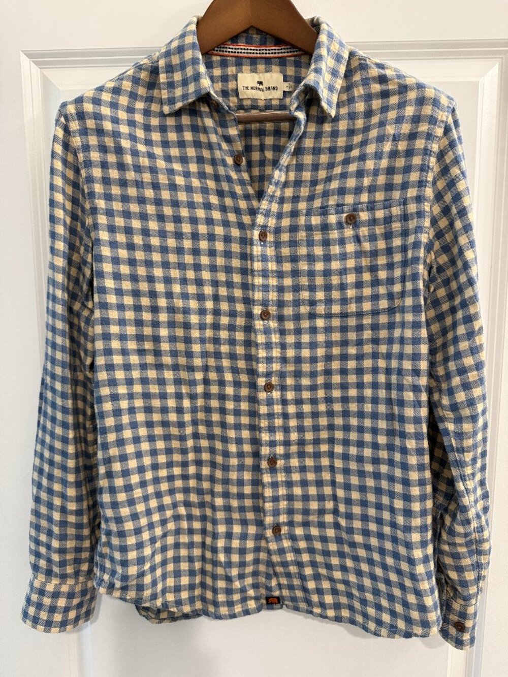 The Normal Brand Blue Checkered One Pocket Flannel Small Men's Shirt Comfy